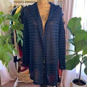 Splendid Hoodie Longline Open Front Knit Cardigan Sz S